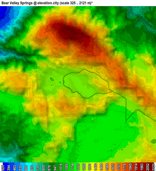 Zoom OUT 2x Bear Valley Springs, United States elevation map