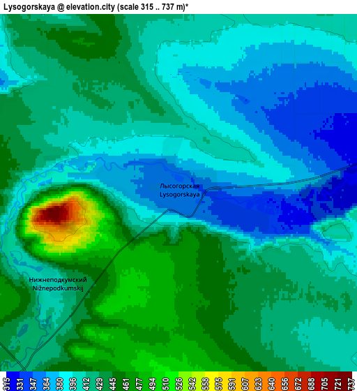 Zoom OUT 2x Lysogorskaya, Russia elevation map