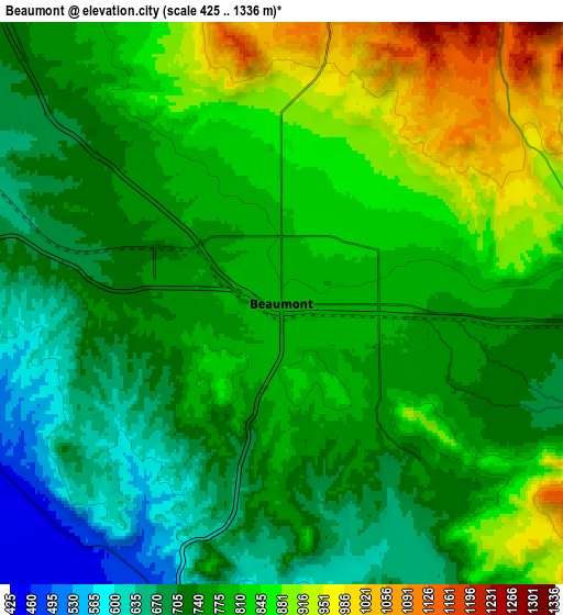 Zoom OUT 2x Beaumont, United States elevation map