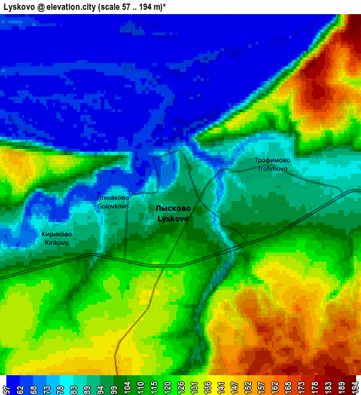 Zoom OUT 2x Lyskovo, Russia elevation map