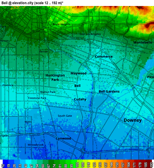 Zoom OUT 2x Bell, United States elevation map