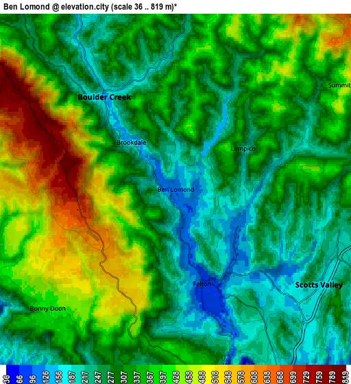 Zoom OUT 2x Ben Lomond, United States elevation map