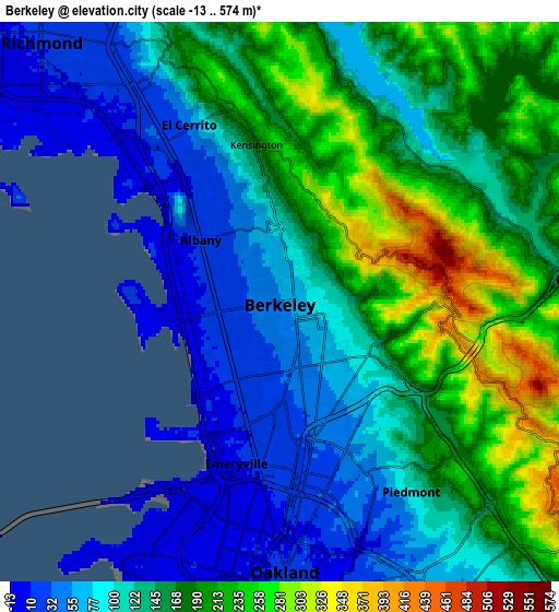 Zoom OUT 2x Berkeley, United States elevation map