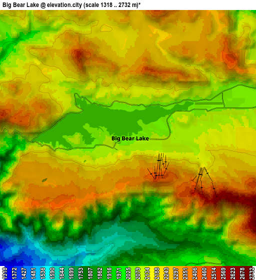 Zoom OUT 2x Big Bear Lake, United States elevation map