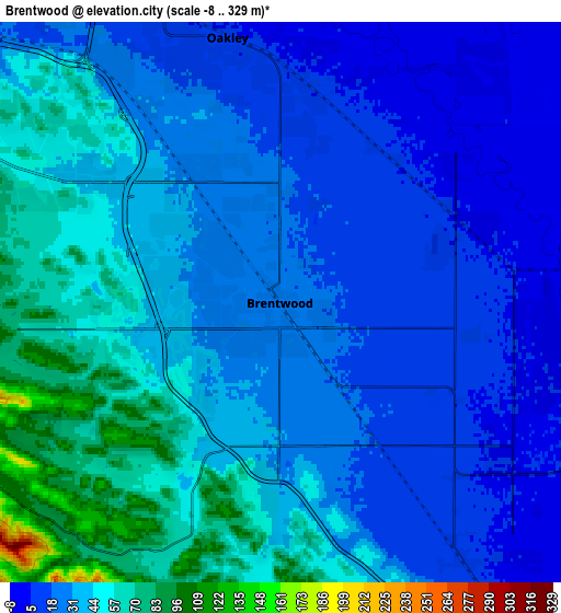 Zoom OUT 2x Brentwood, United States elevation map