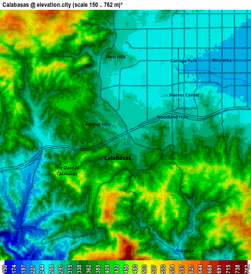 Zoom OUT 2x Calabasas, United States elevation map