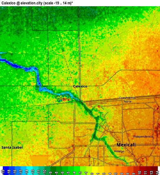 Zoom OUT 2x Calexico, United States elevation map