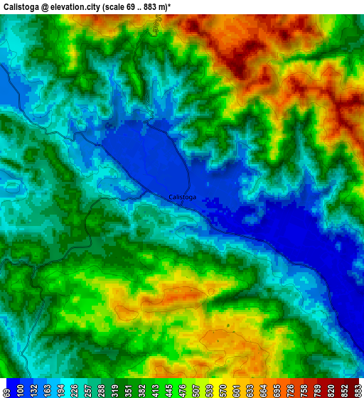 Zoom OUT 2x Calistoga, United States elevation map