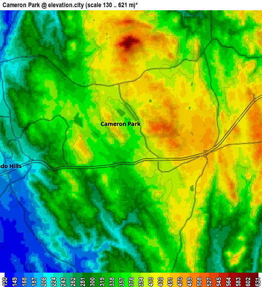 Zoom OUT 2x Cameron Park, United States elevation map