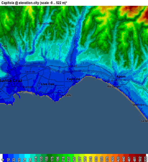 Zoom OUT 2x Capitola, United States elevation map