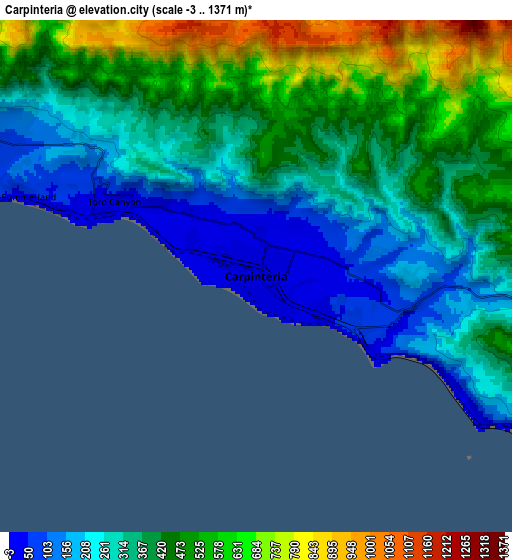 Zoom OUT 2x Carpinteria, United States elevation map