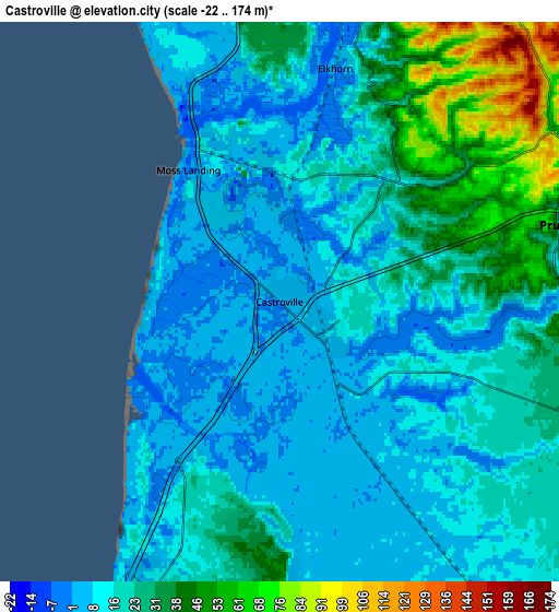 Zoom OUT 2x Castroville, United States elevation map