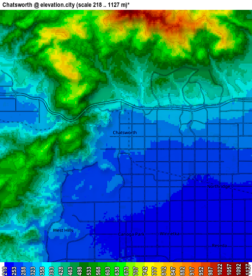 Zoom OUT 2x Chatsworth, United States elevation map