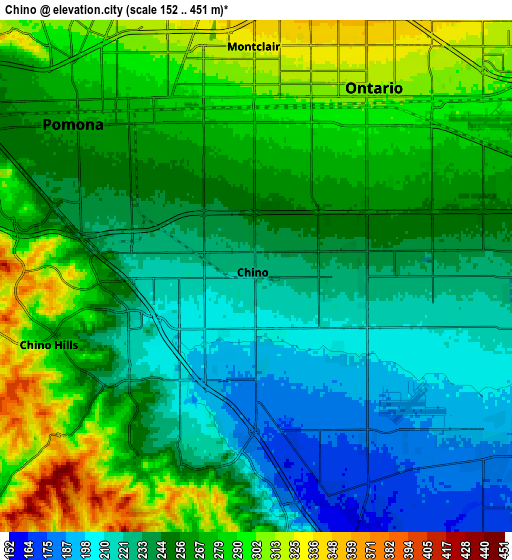 Zoom OUT 2x Chino, United States elevation map