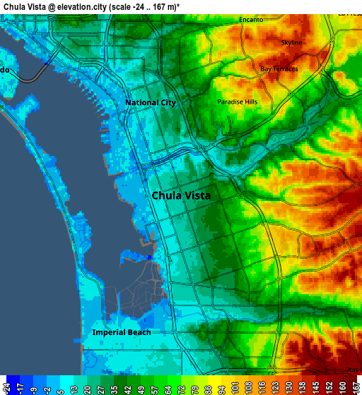 Zoom OUT 2x Chula Vista, United States elevation map