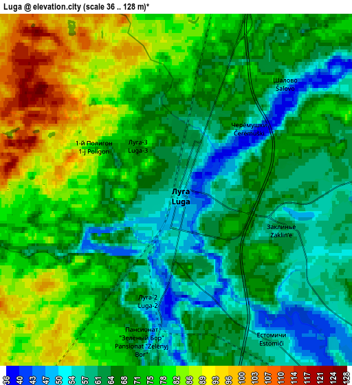 Zoom OUT 2x Luga, Russia elevation map