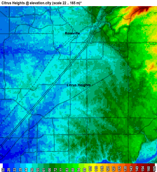 Zoom OUT 2x Citrus Heights, United States elevation map