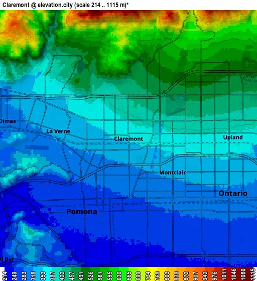 Zoom OUT 2x Claremont, United States elevation map