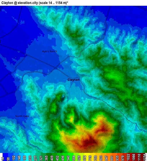 Zoom OUT 2x Clayton, United States elevation map