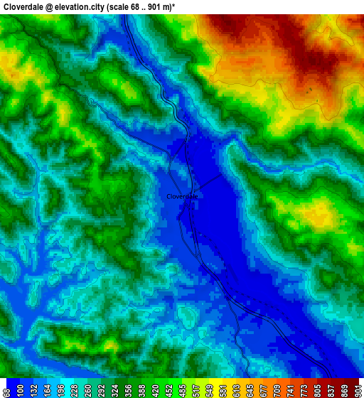 Zoom OUT 2x Cloverdale, United States elevation map