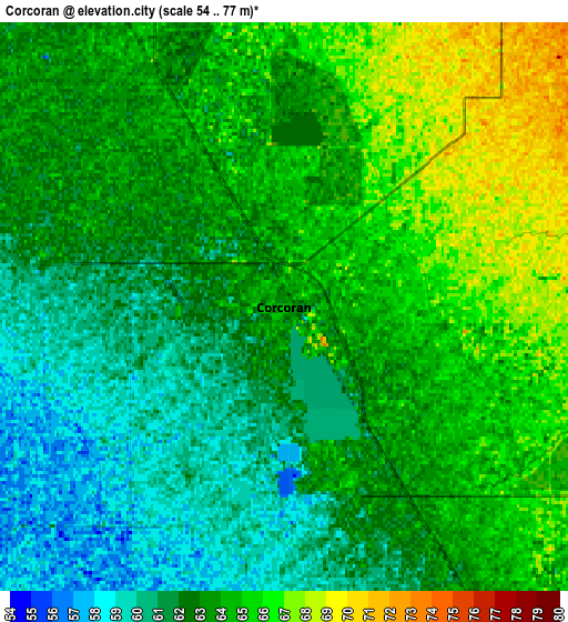 Zoom OUT 2x Corcoran, United States elevation map