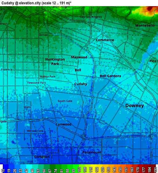 Zoom OUT 2x Cudahy, United States elevation map