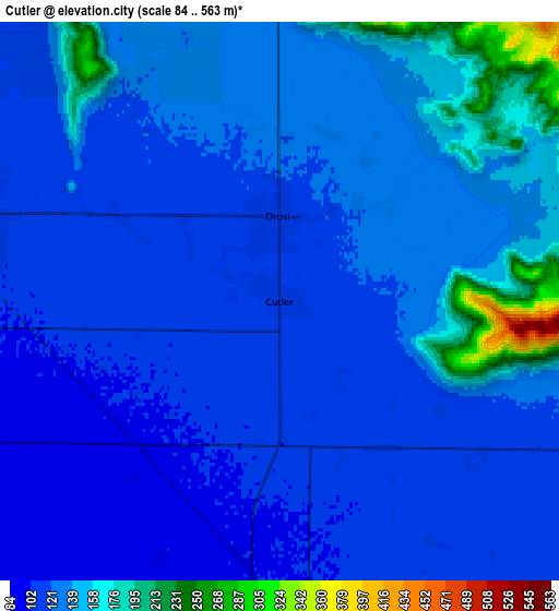 Zoom OUT 2x Cutler, United States elevation map