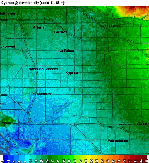 Zoom OUT 2x Cypress, United States elevation map