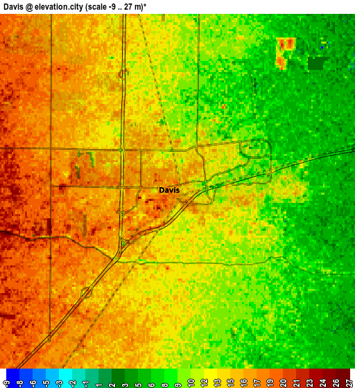 Zoom OUT 2x Davis, United States elevation map