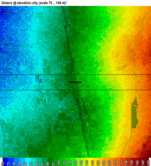 Zoom OUT 2x Delano, United States elevation map