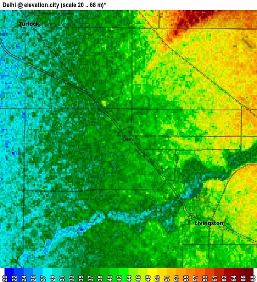 Zoom OUT 2x Delhi, United States elevation map