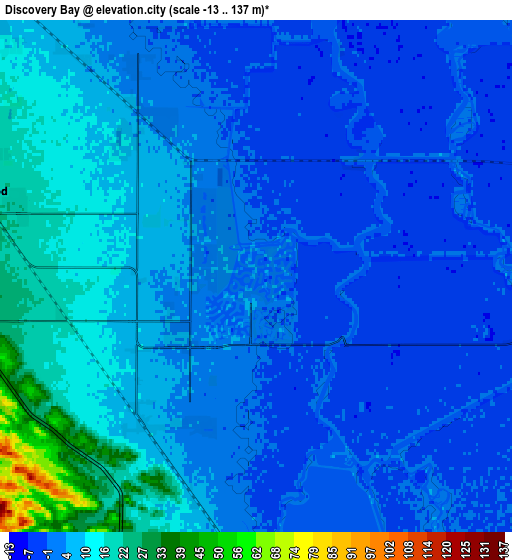 Zoom OUT 2x Discovery Bay, United States elevation map