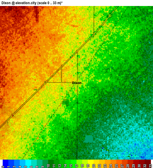 Zoom OUT 2x Dixon, United States elevation map