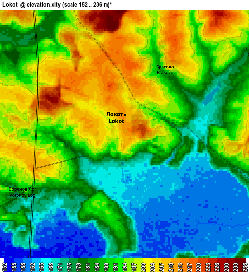 Zoom OUT 2x Lokot’, Russia elevation map