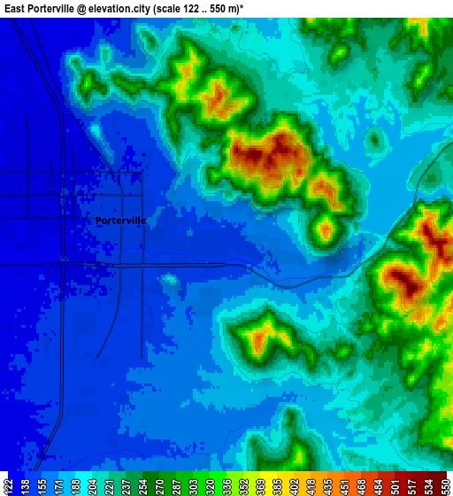 Zoom OUT 2x East Porterville, United States elevation map