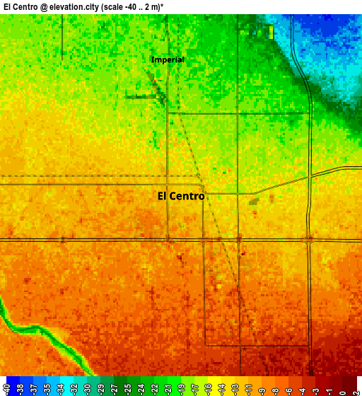 Zoom OUT 2x El Centro, United States elevation map