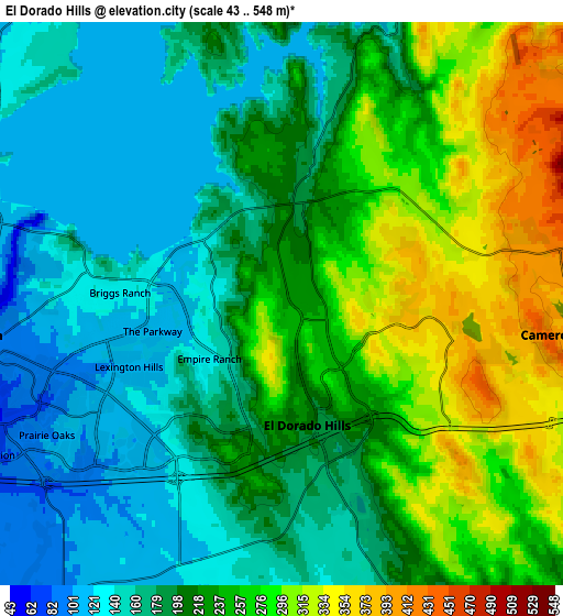 Zoom OUT 2x El Dorado Hills, United States elevation map