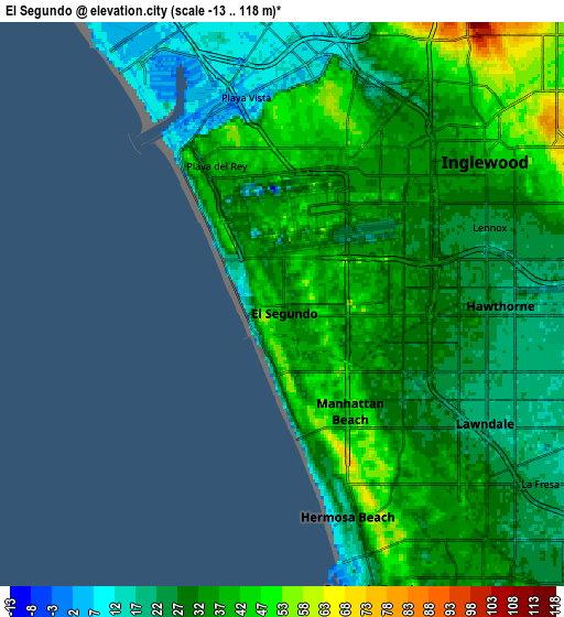 Zoom OUT 2x El Segundo, United States elevation map