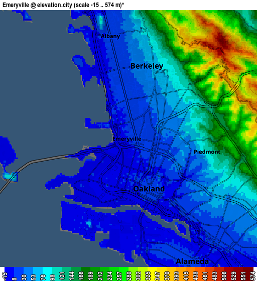 Zoom OUT 2x Emeryville, United States elevation map