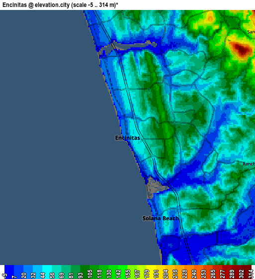 Zoom OUT 2x Encinitas, United States elevation map