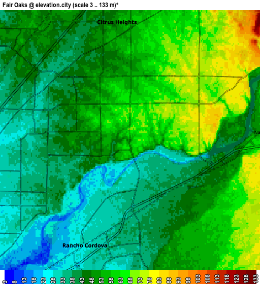 Zoom OUT 2x Fair Oaks, United States elevation map