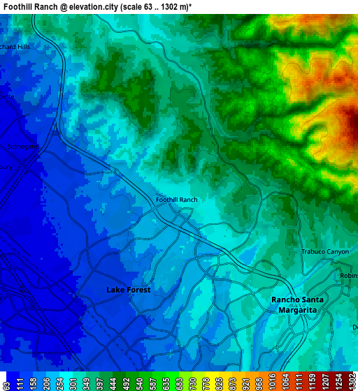 Zoom OUT 2x Foothill Ranch, United States elevation map