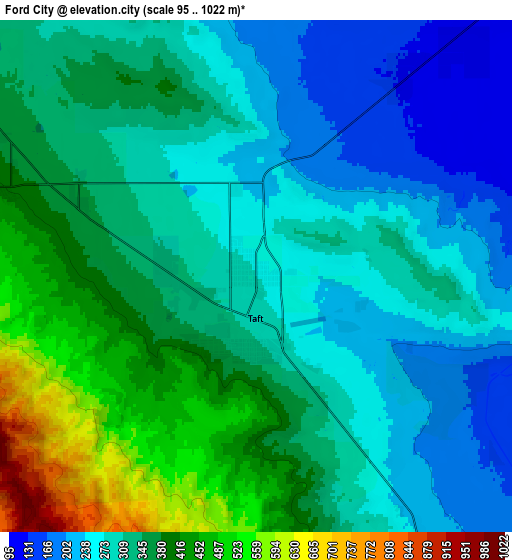 Zoom OUT 2x Ford City, United States elevation map