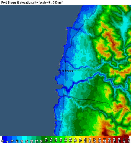 Zoom OUT 2x Fort Bragg, United States elevation map