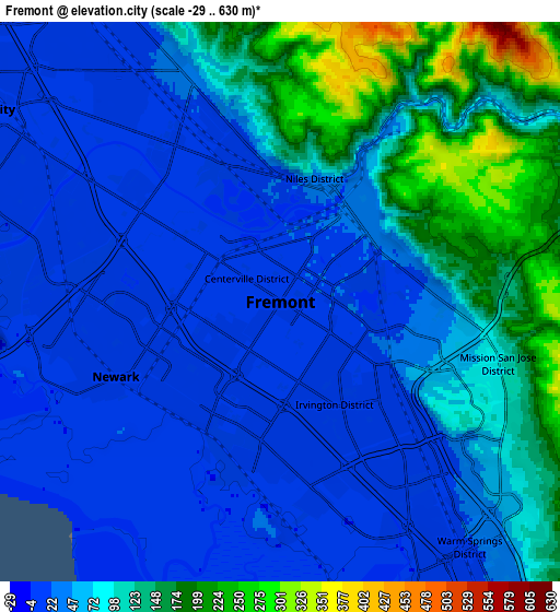 Zoom OUT 2x Fremont, United States elevation map
