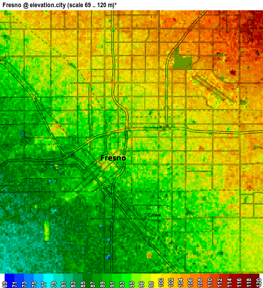 Zoom OUT 2x Fresno, United States elevation map