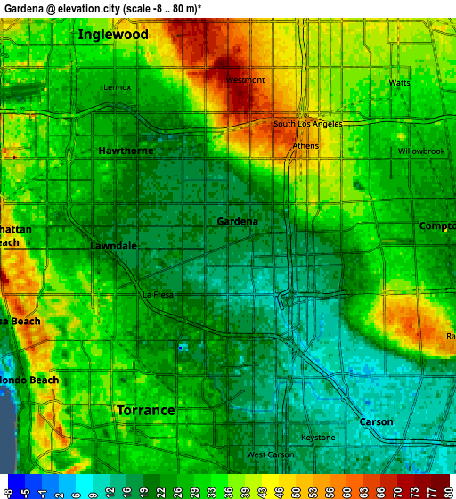 Zoom OUT 2x Gardena, United States elevation map