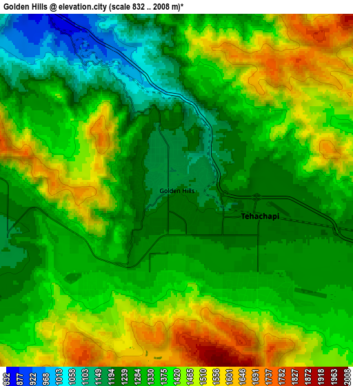 Zoom OUT 2x Golden Hills, United States elevation map