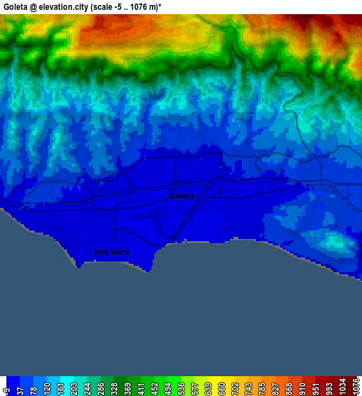 Zoom OUT 2x Goleta, United States elevation map