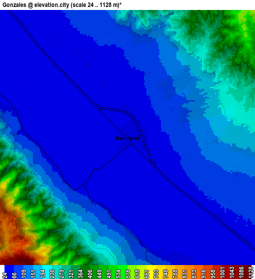 Zoom OUT 2x Gonzales, United States elevation map